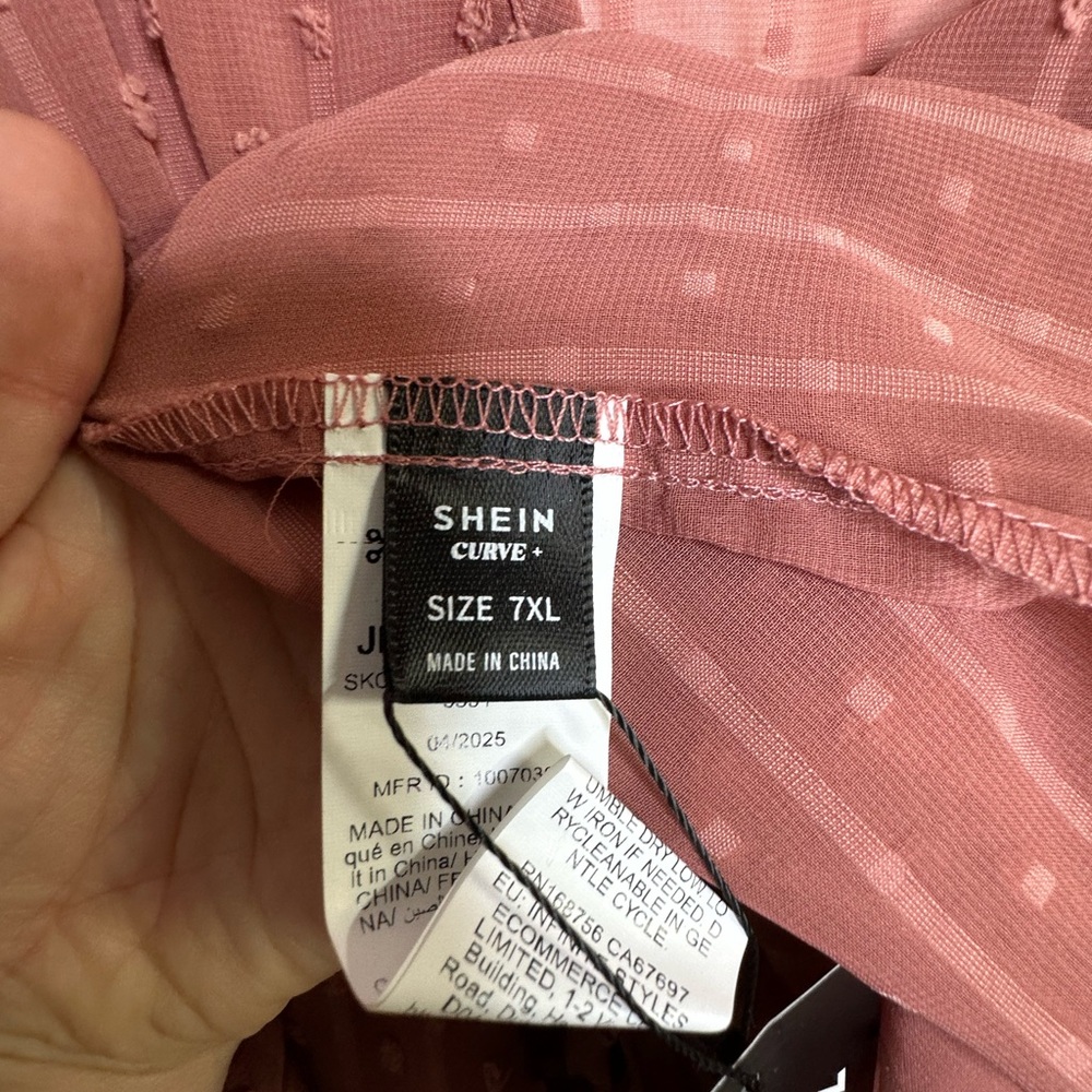 SHEIN pink tied Swiss dot short sleeve kimono size 7x new with‎ tags - Picture 4 of 6